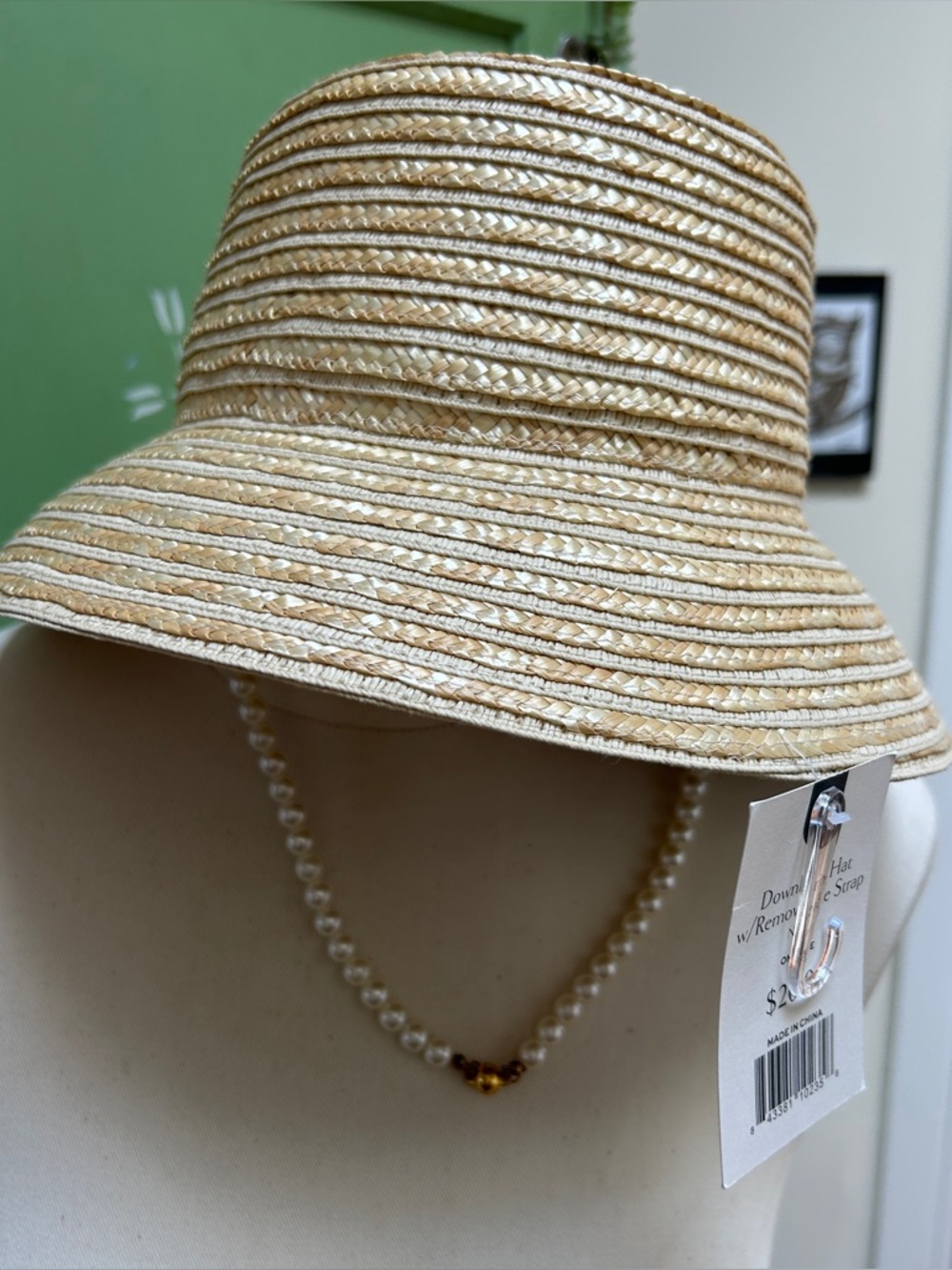 Macys Flower Show straw bucket hat.